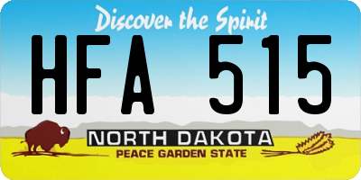ND license plate HFA515