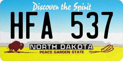 ND license plate HFA537