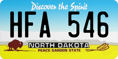 ND license plate HFA546