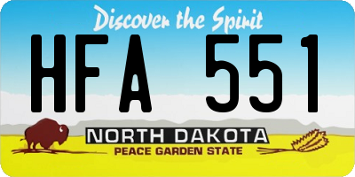 ND license plate HFA551