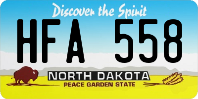 ND license plate HFA558