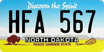 ND license plate HFA567