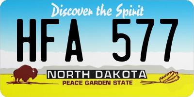 ND license plate HFA577