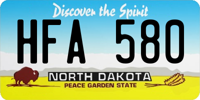ND license plate HFA580