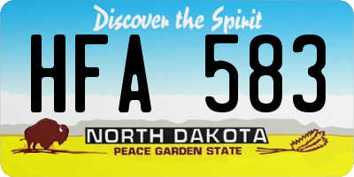 ND license plate HFA583