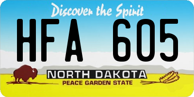 ND license plate HFA605