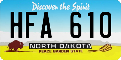 ND license plate HFA610