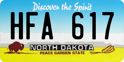 ND license plate HFA617