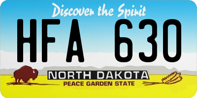 ND license plate HFA630