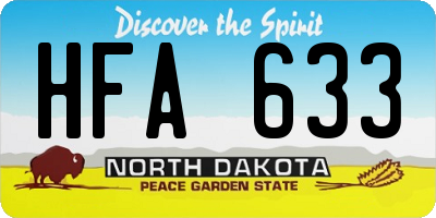 ND license plate HFA633