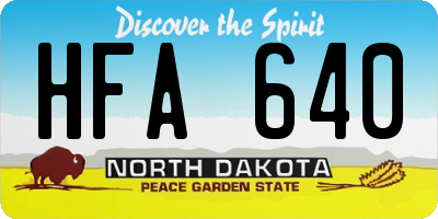 ND license plate HFA640