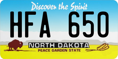 ND license plate HFA650