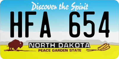 ND license plate HFA654