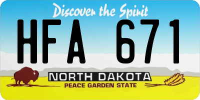 ND license plate HFA671