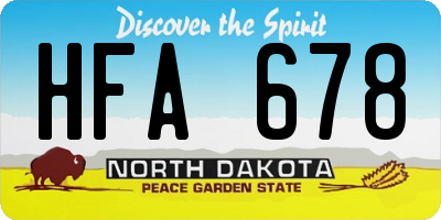 ND license plate HFA678