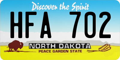 ND license plate HFA702