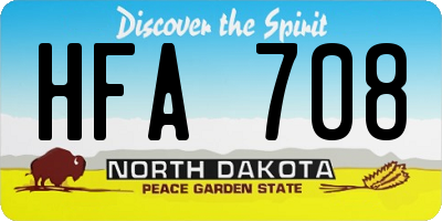 ND license plate HFA708