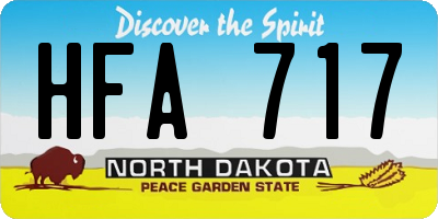 ND license plate HFA717