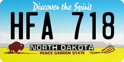 ND license plate HFA718