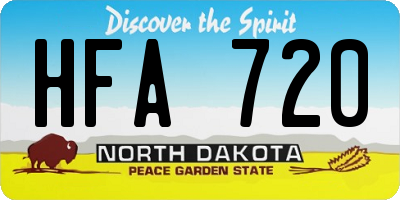 ND license plate HFA720