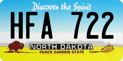 ND license plate HFA722