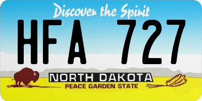 ND license plate HFA727