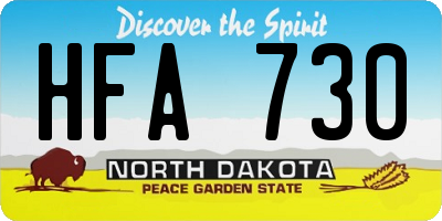 ND license plate HFA730