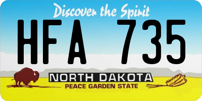 ND license plate HFA735