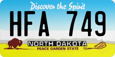 ND license plate HFA749