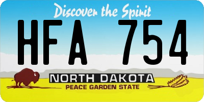 ND license plate HFA754