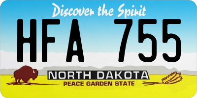 ND license plate HFA755