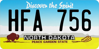 ND license plate HFA756