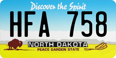 ND license plate HFA758