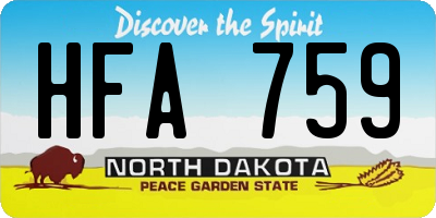 ND license plate HFA759