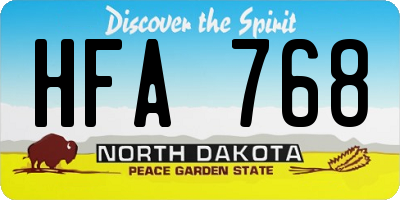 ND license plate HFA768