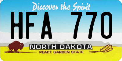 ND license plate HFA770