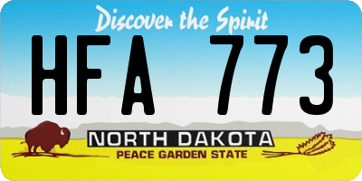ND license plate HFA773