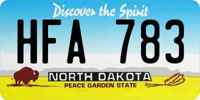 ND license plate HFA783