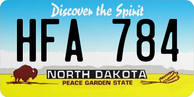 ND license plate HFA784