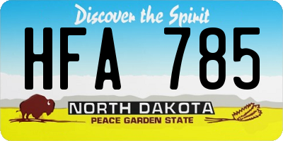 ND license plate HFA785