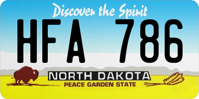 ND license plate HFA786