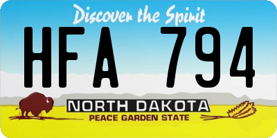 ND license plate HFA794