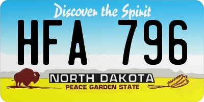 ND license plate HFA796