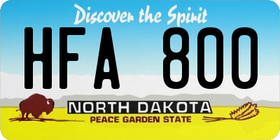 ND license plate HFA800