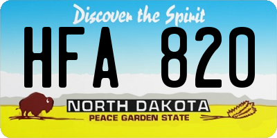 ND license plate HFA820