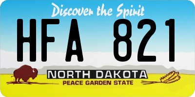 ND license plate HFA821