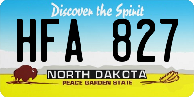 ND license plate HFA827