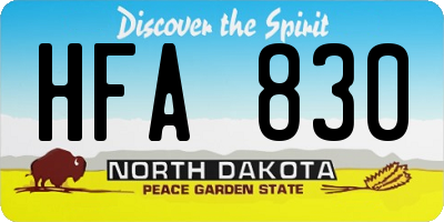ND license plate HFA830