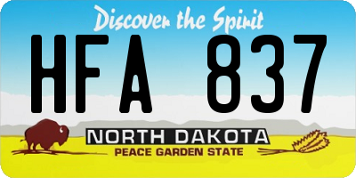 ND license plate HFA837
