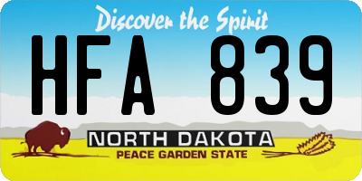 ND license plate HFA839